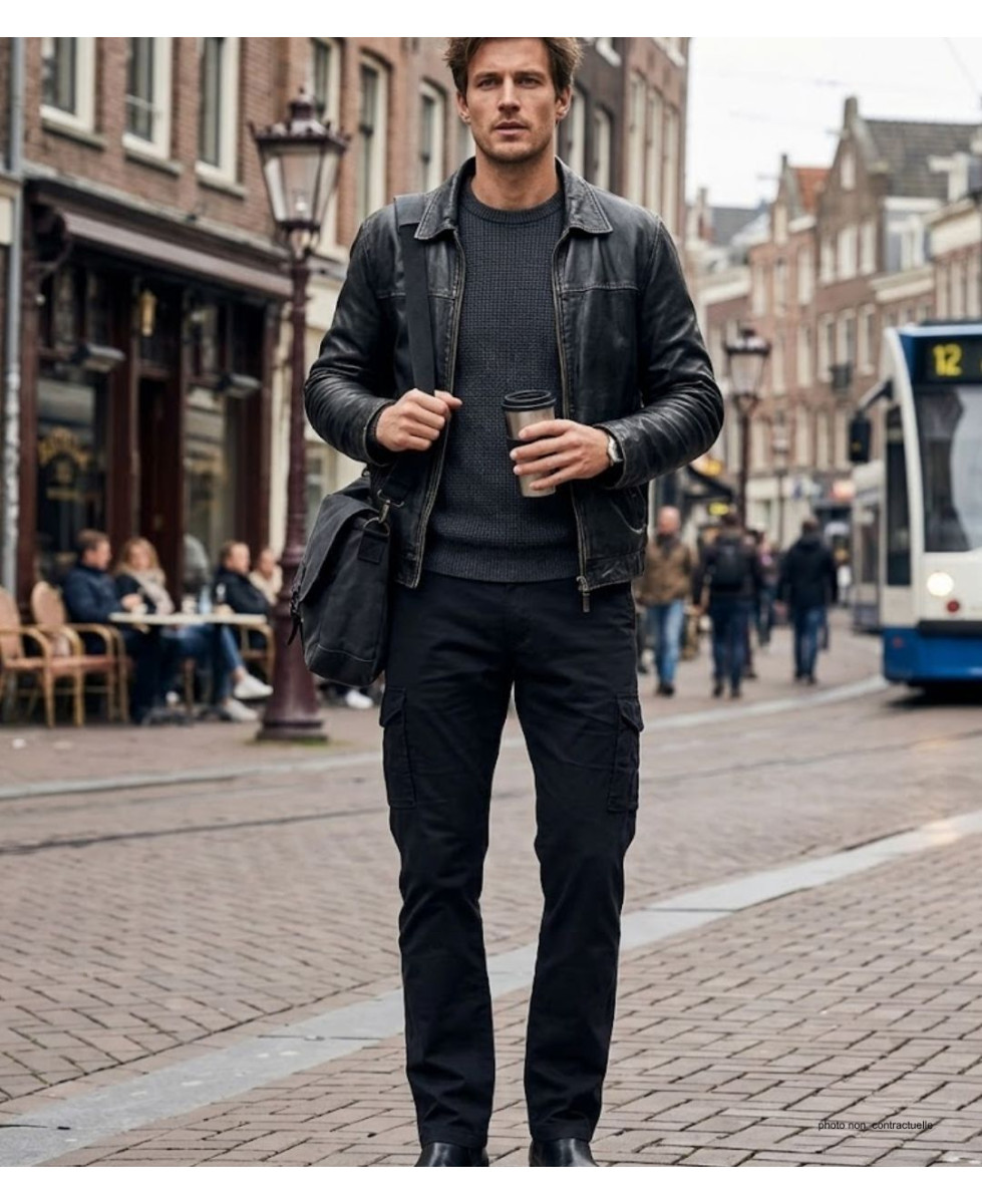 Challenger PANT2001C : Pantalon Cargo Noir Stretch & Confort