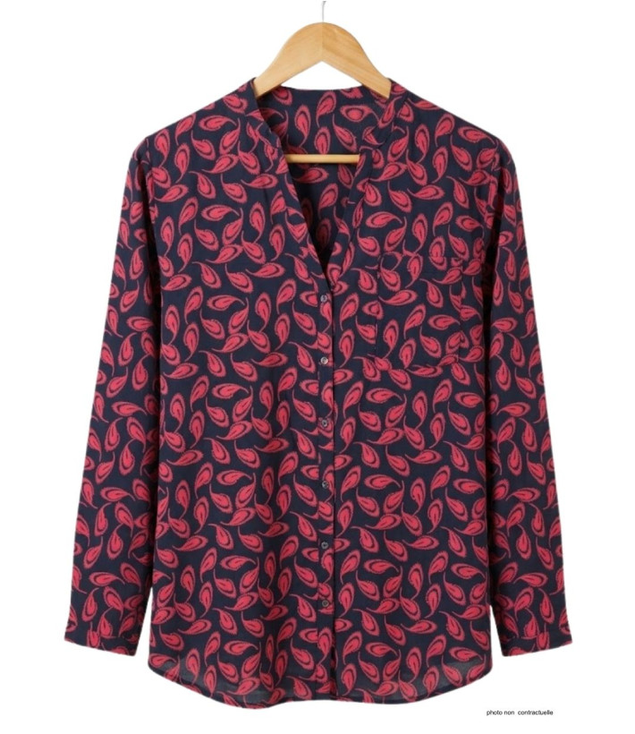 MAYFLOWER N3203 Chemisier Imprimé en Viscose Rouge et Noir