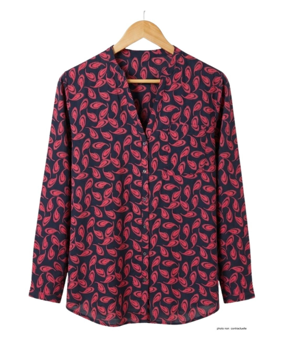 MAYFLOWER N3203 Chemisier Imprimé en Viscose Rouge et Noir