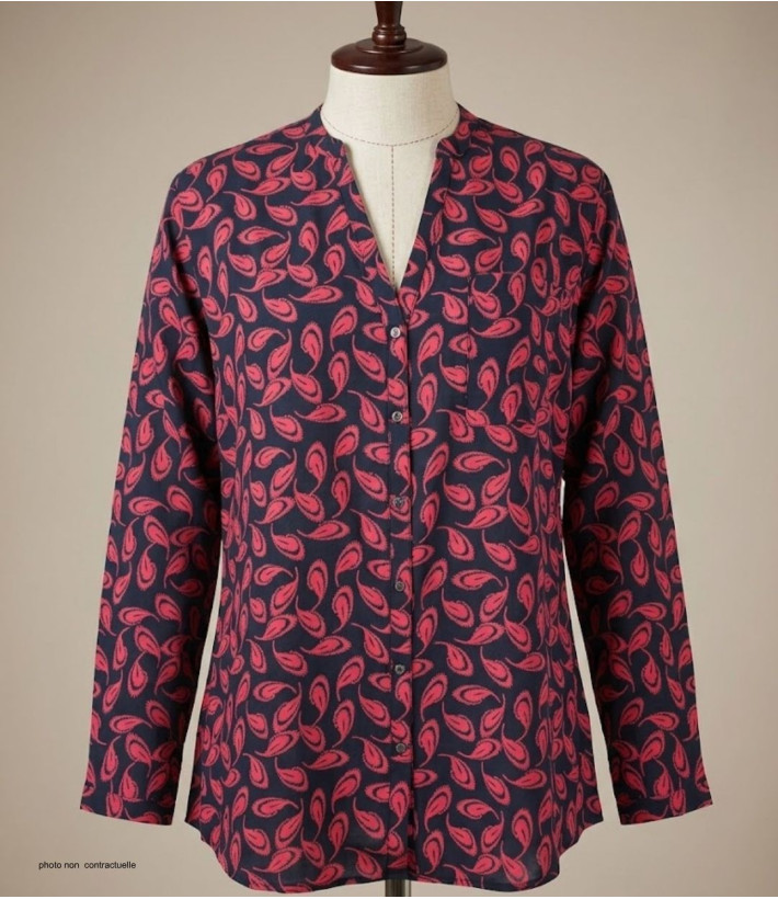 MAYFLOWER N3203 Chemisier Imprimé en Viscose Rouge et Noir