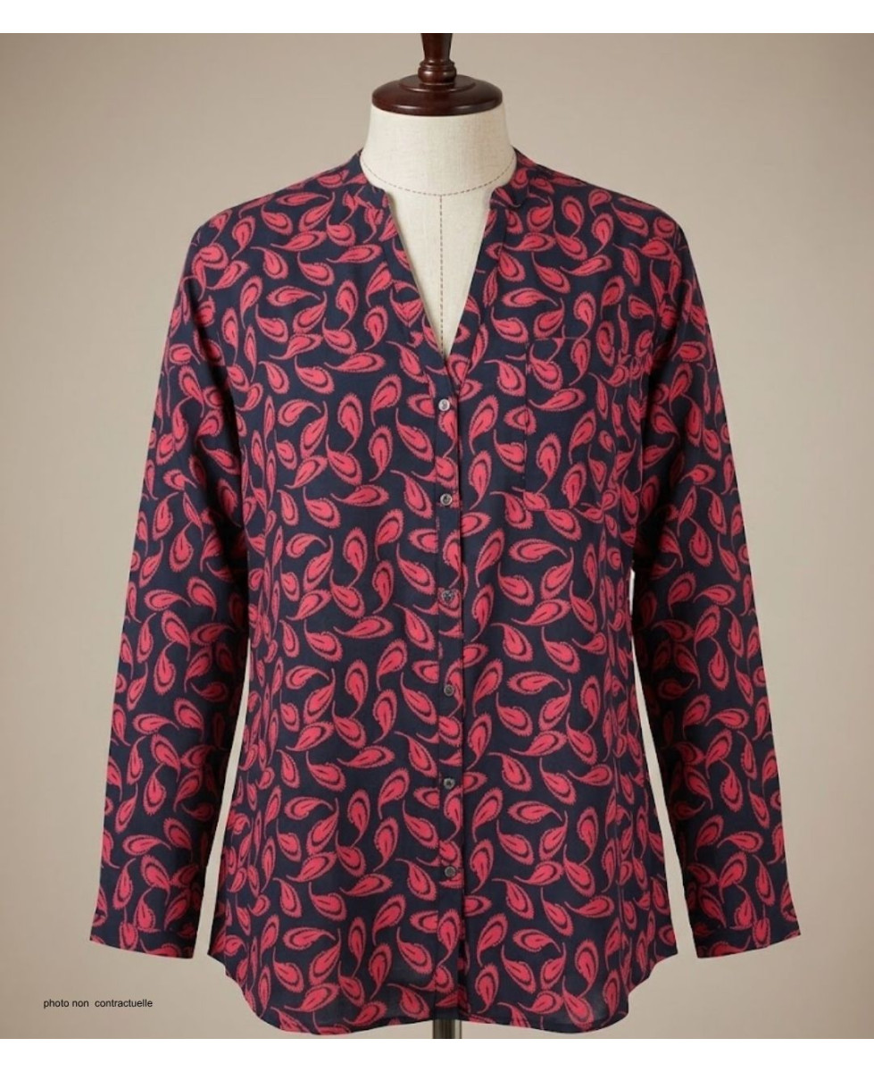 MAYFLOWER N3203 Chemisier Imprimé en Viscose Rouge et Noir