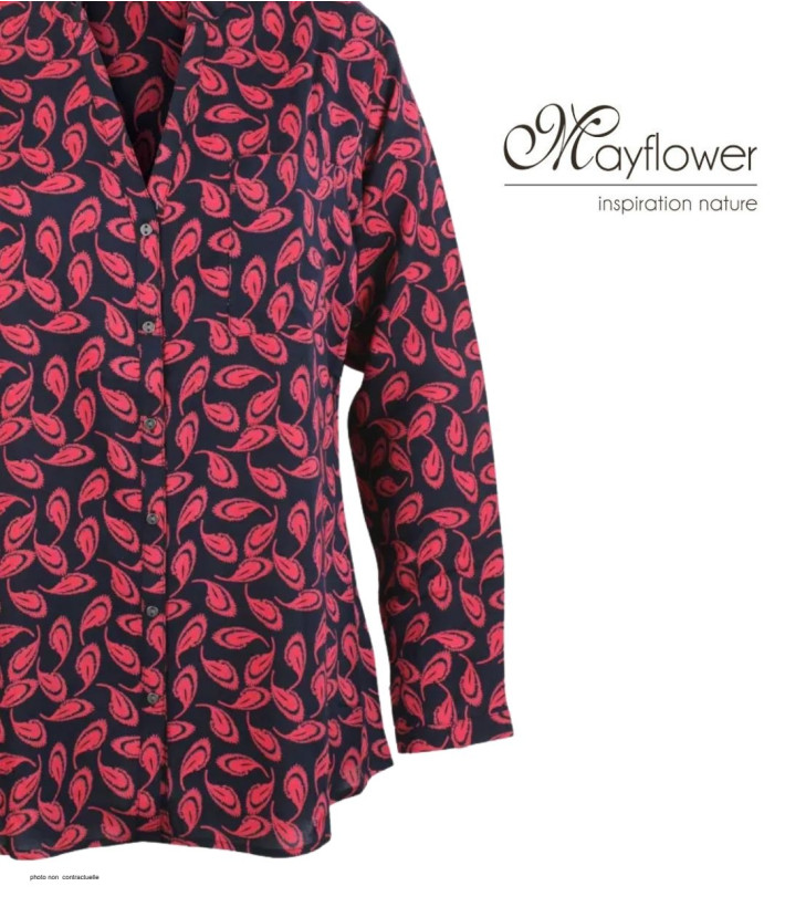 MAYFLOWER N3203 Chemisier Imprimé en Viscose Rouge et Noir