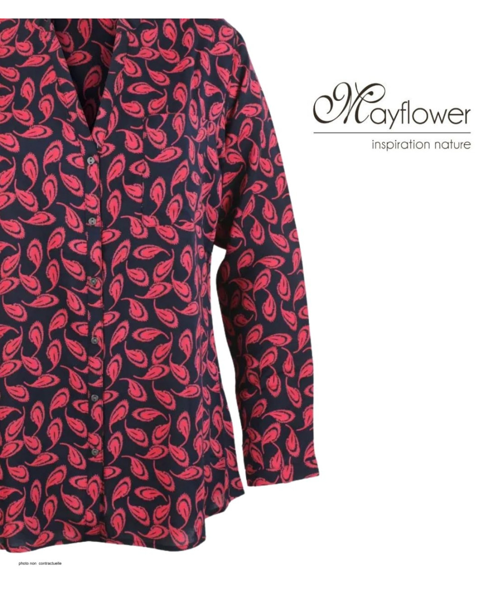 MAYFLOWER N3203 Chemisier Imprimé en Viscose Rouge et Noir
