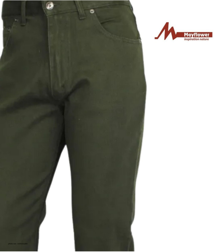 Jean homme CHALLENGER vert kaki coton – coupe confort MIAMI