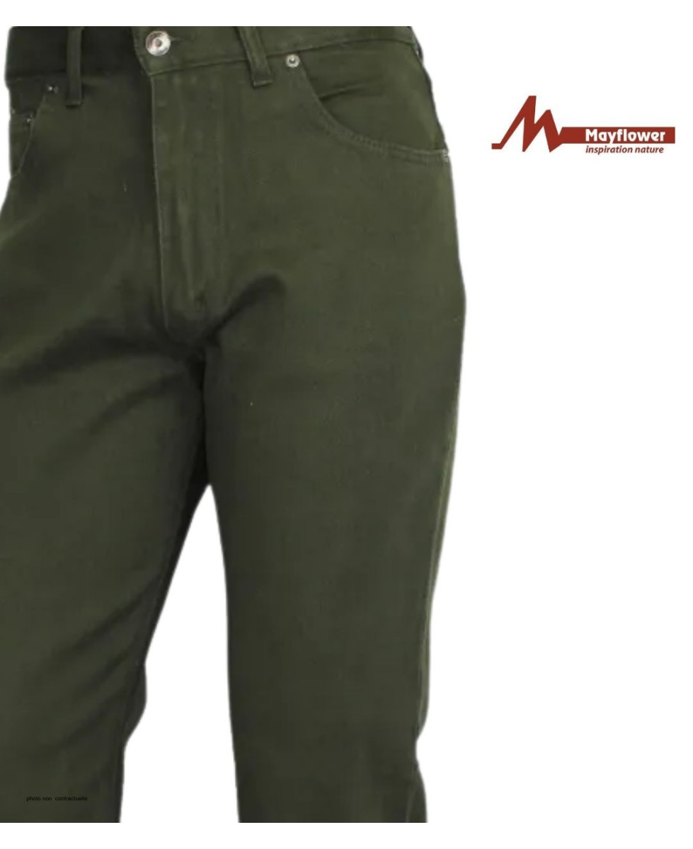 Jean homme CHALLENGER vert kaki coton – coupe confort MIAMI