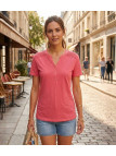 Tee-shirt MAYFLOWER TEEF4011A Rose - Coton flammé confort