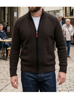 Cardigan WINCHESTER CAIMAN2N zippé noir - Gilet laine confort