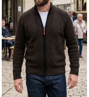 Cardigan WINCHESTER CAIMAN2N zippé noir - Gilet laine confort