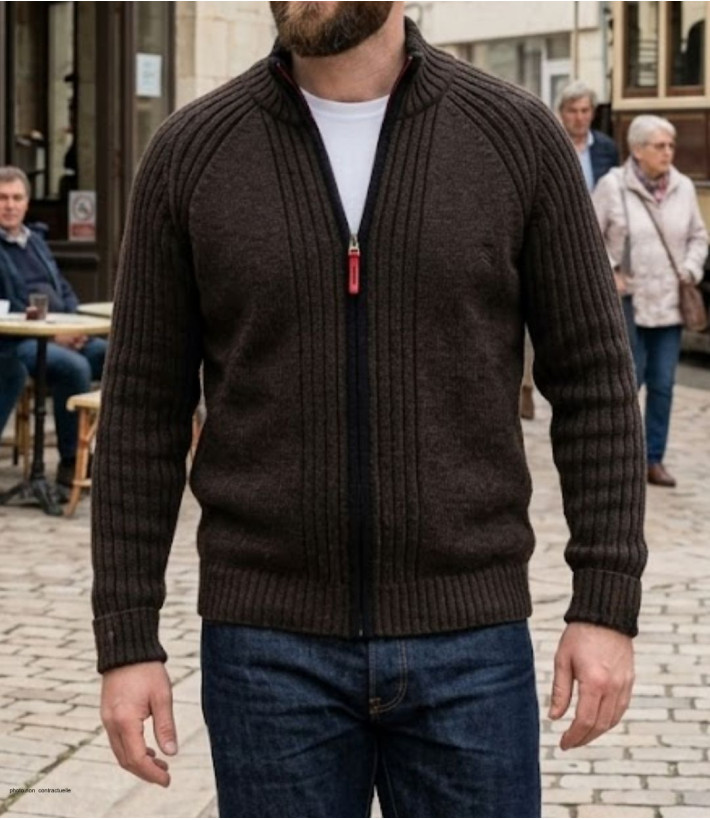 Cardigan WINCHESTER CAIMAN2N zippé noir - Gilet laine confort
