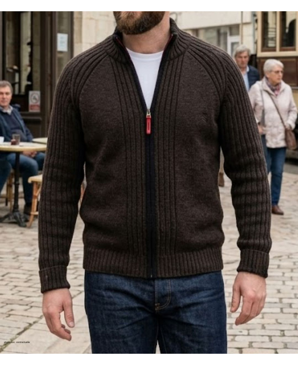 Cardigan WINCHESTER CAIMAN2N zippé noir - Gilet laine confort