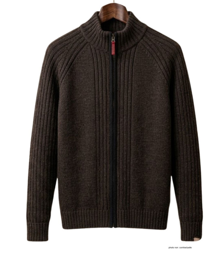 Cardigan WINCHESTER CAIMAN2N zippé noir - Gilet laine confort