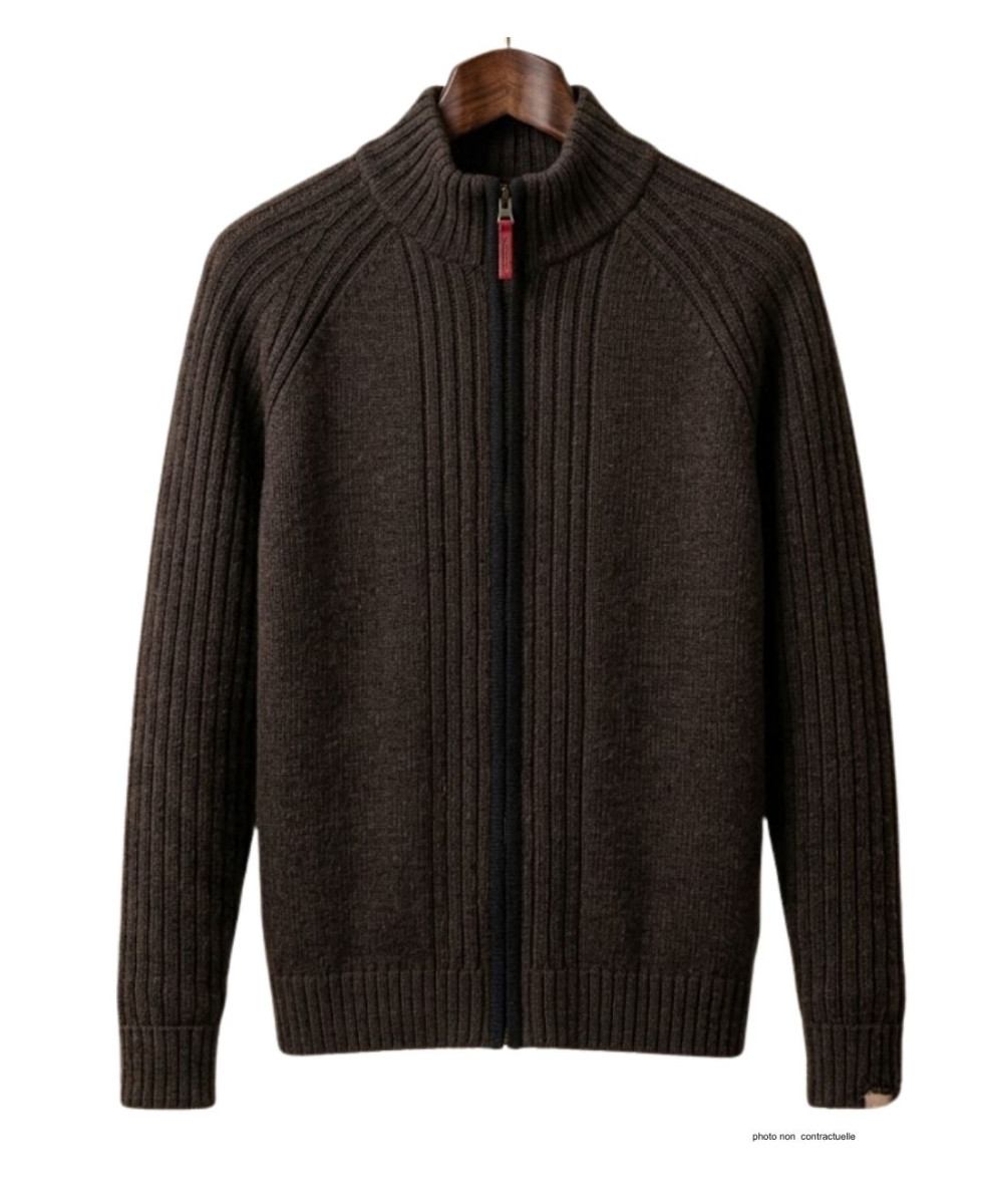 Cardigan WINCHESTER CAIMAN2N zippé noir - Gilet laine confort