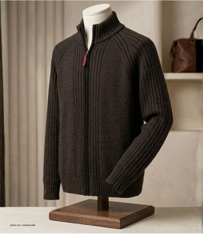 Cardigan WINCHESTER CAIMAN2N zippé noir - Gilet laine confort
