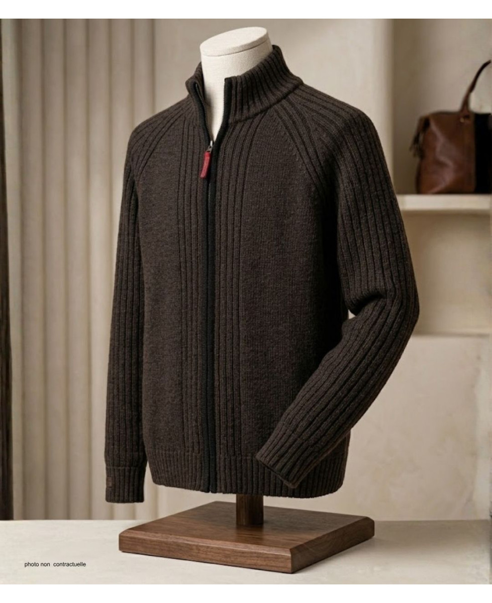 Cardigan WINCHESTER CAIMAN2N zippé noir - Gilet laine confort