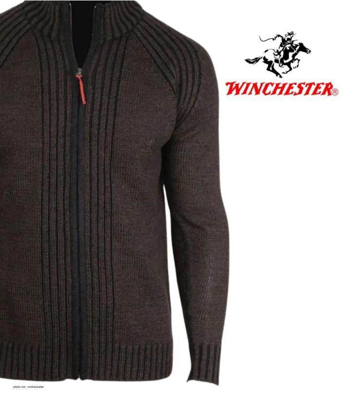Cardigan WINCHESTER CAIMAN2N zippé noir - Gilet laine confort