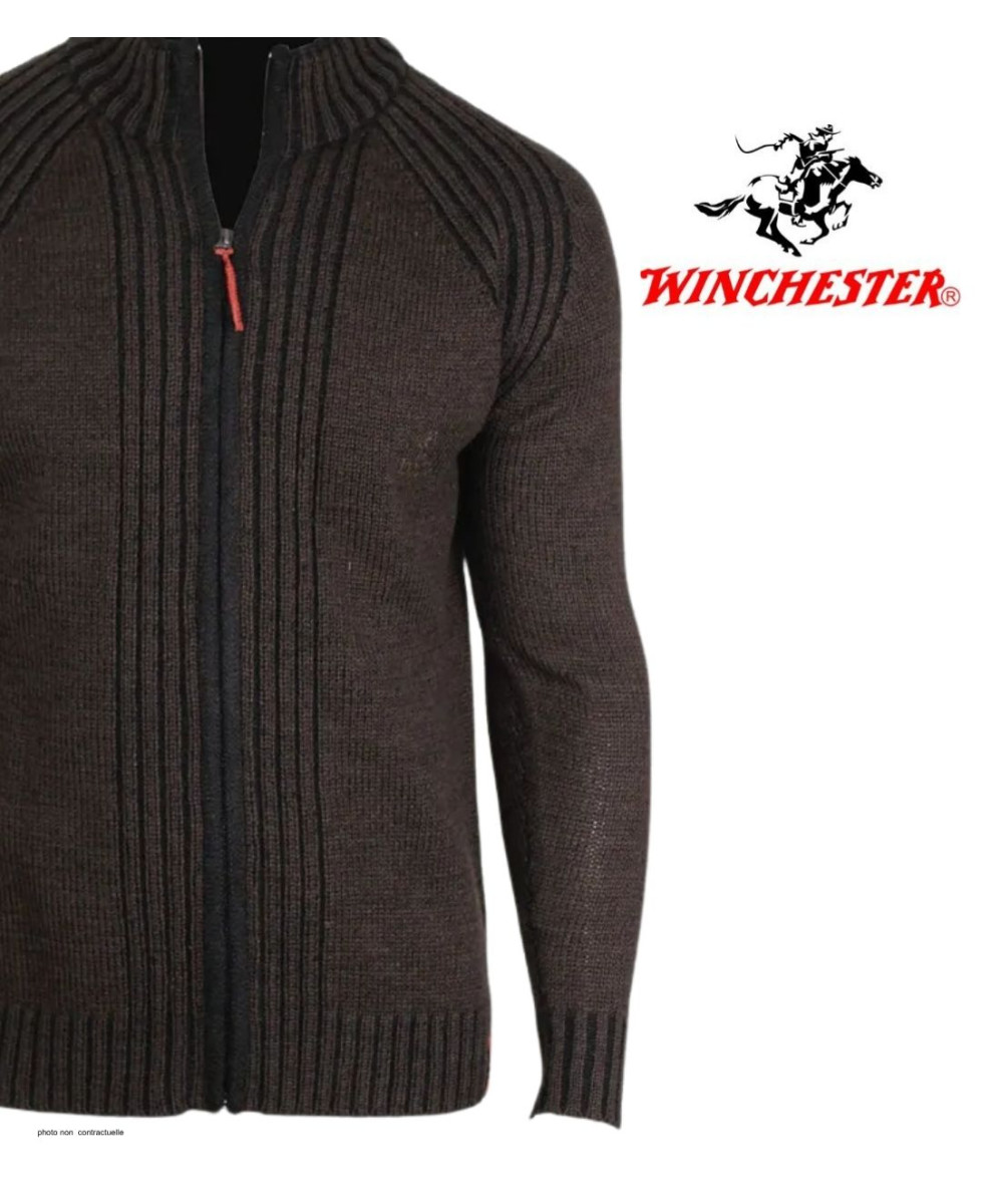 Cardigan WINCHESTER CAIMAN2N zippé noir - Gilet laine confort