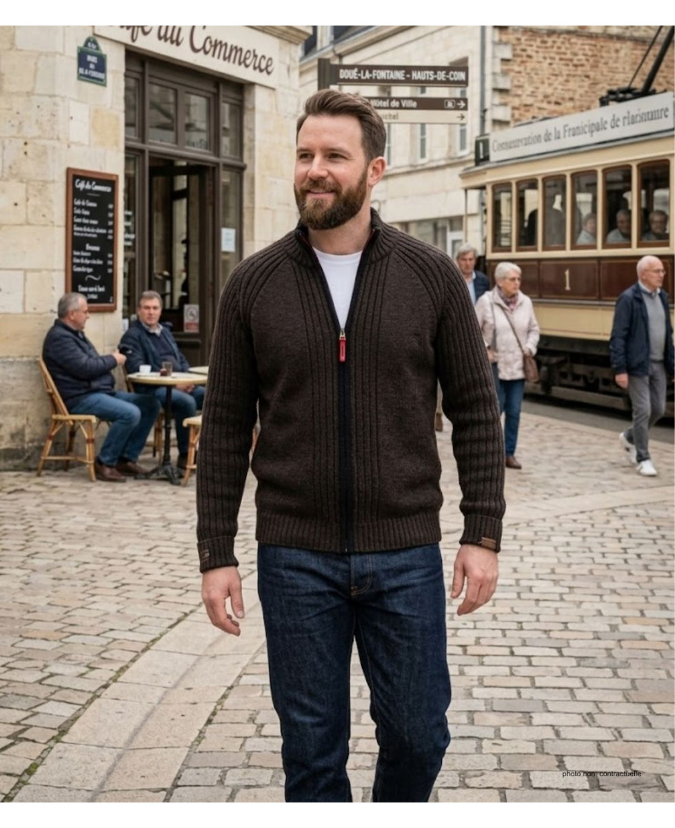 Cardigan WINCHESTER CAIMAN2N zippé noir - Gilet laine confort