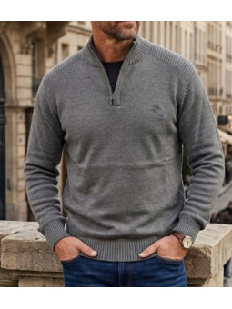 Pull col montant zippé WINCHESTER PLAYER4T – Gris élégant