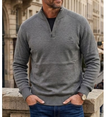 Pull col montant zippé WINCHESTER PLAYER4T – Gris élégant