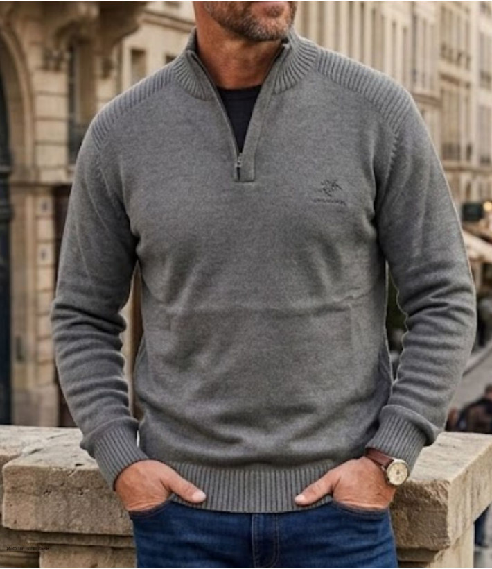 Pull col montant zippé WINCHESTER PLAYER4T – Gris élégant