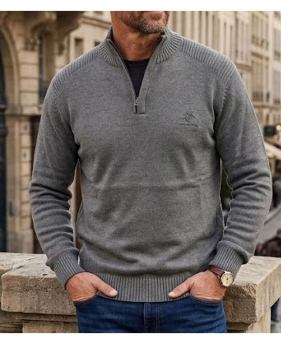 Pull col montant zippé WINCHESTER PLAYER4T – Gris élégant
