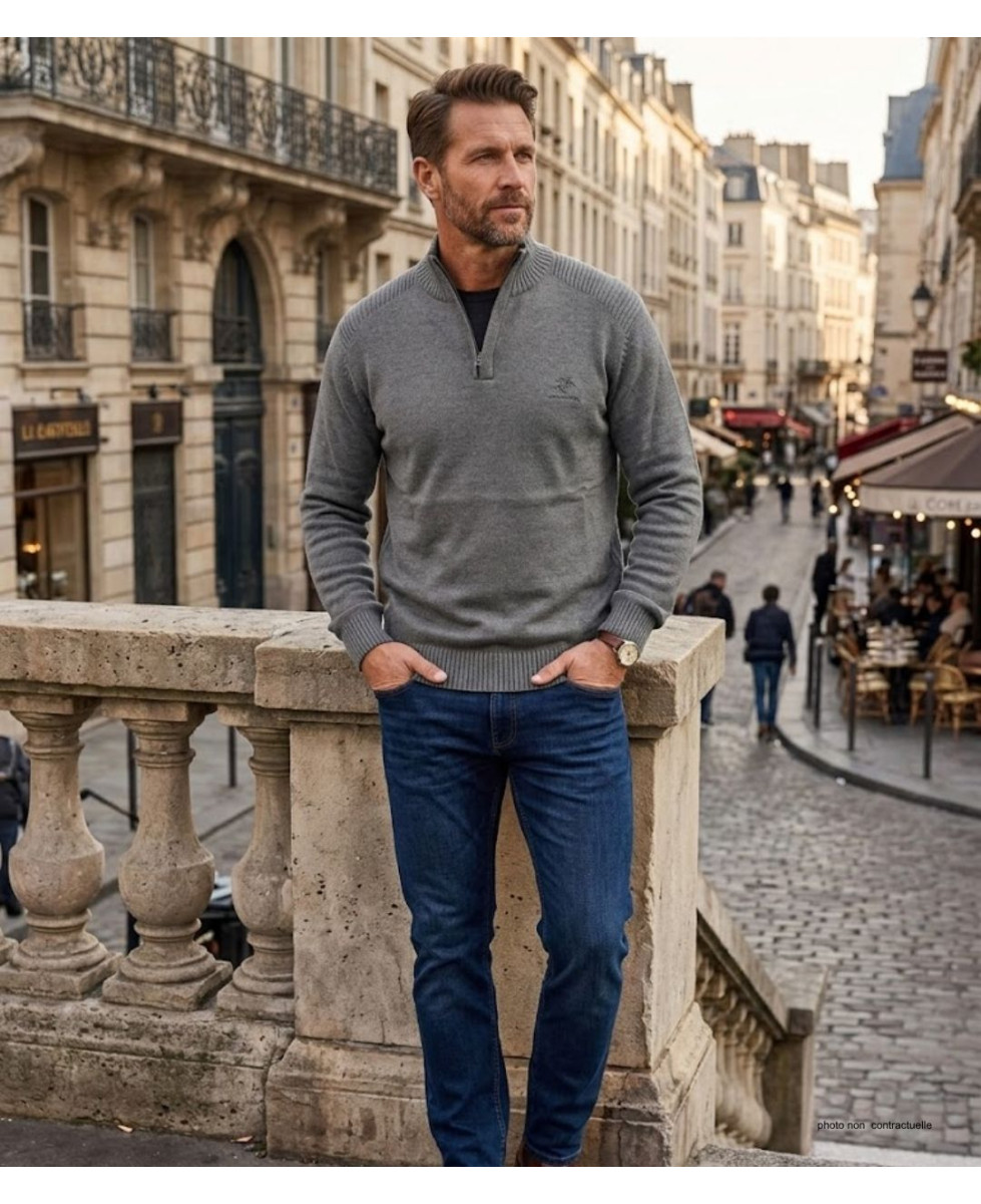 Pull col montant zippé WINCHESTER PLAYER4T – Gris élégant