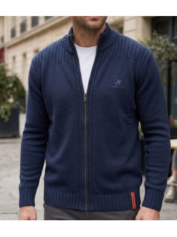 Cardigan col montant WINCHESTER CLIFF1 – Bleu marine chic