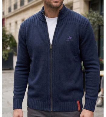 Cardigan col montant WINCHESTER CLIFF1 – Bleu marine chic