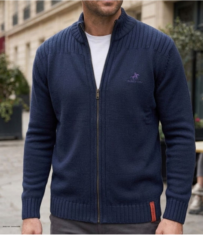 Cardigan col montant WINCHESTER CLIFF1 – Bleu marine chic