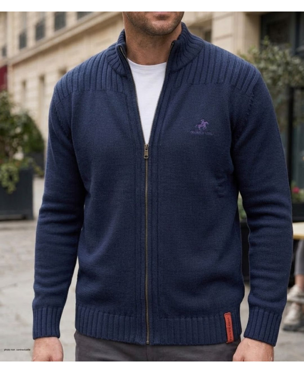 Cardigan col montant WINCHESTER CLIFF1 – Bleu marine chic