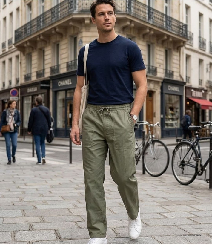 Pantalon homme K-DRAN K0084K coton kaki loisirs confort