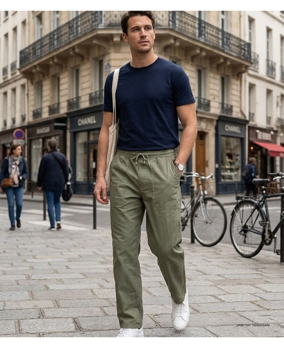 Pantalon homme K-DRAN K0084K coton kaki loisirs confort