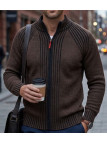 Cardigan zippé WINCHESTER CAIMAN1B – Brun/Noir chic