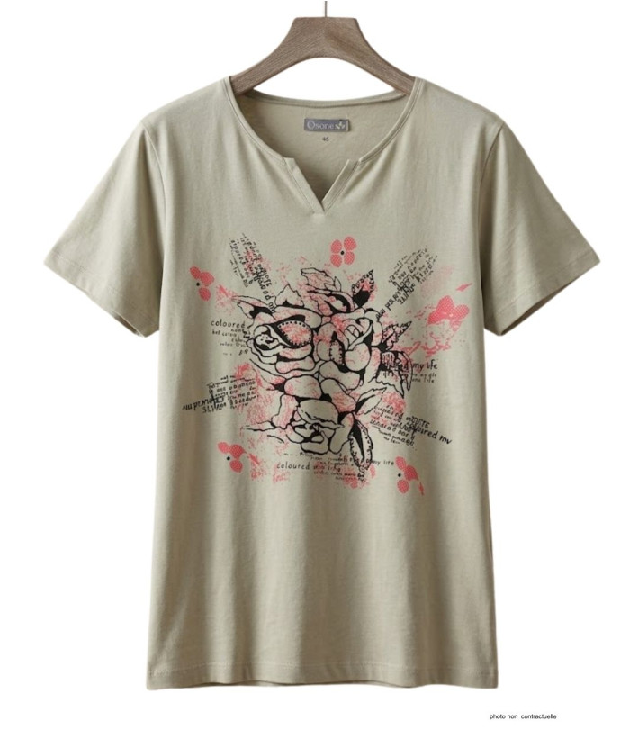 Tee-shirt AXONE ERABLE1B beige - Pur coton confort