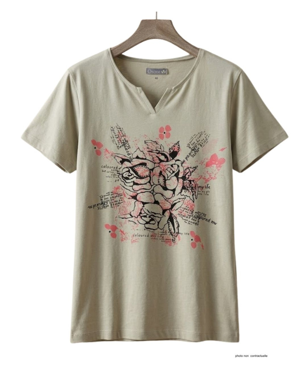 Tee-shirt AXONE ERABLE1B beige - Pur coton confort