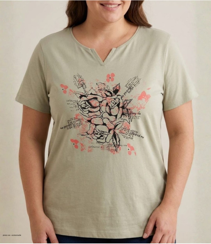 Tee-shirt AXONE ERABLE1B beige - Pur coton confort