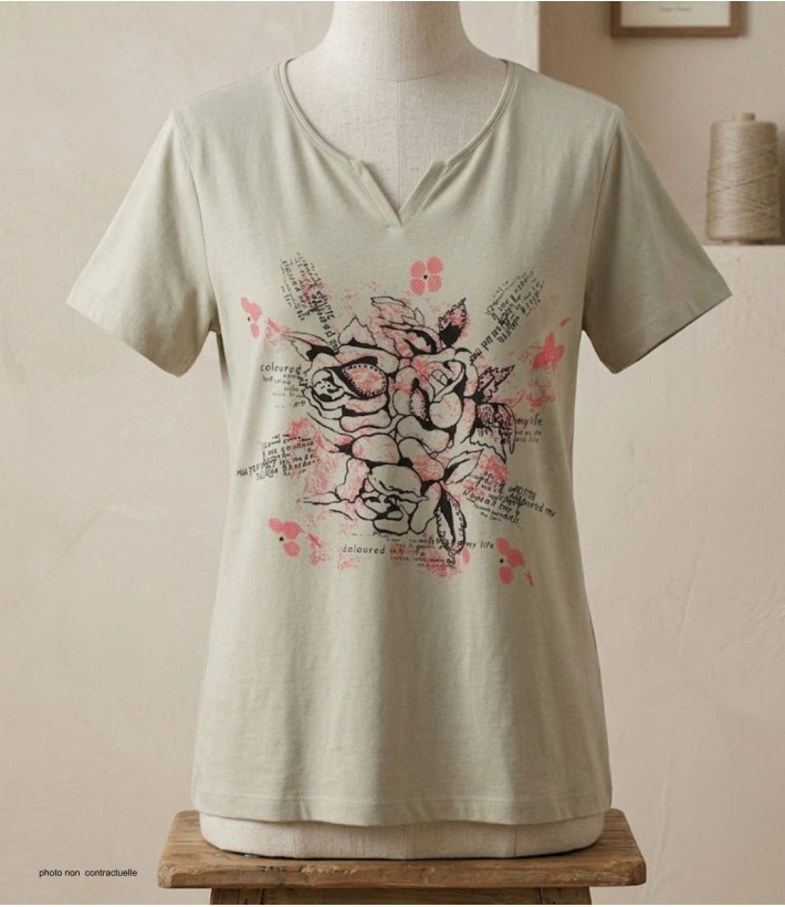 Tee-shirt AXONE ERABLE1B beige - Pur coton confort