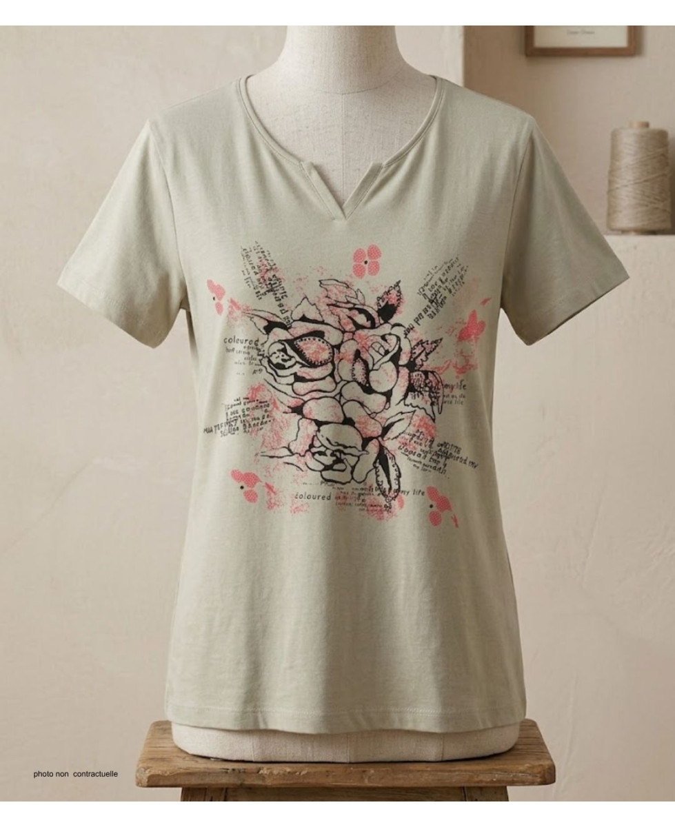 Tee-shirt AXONE ERABLE1B beige - Pur coton confort