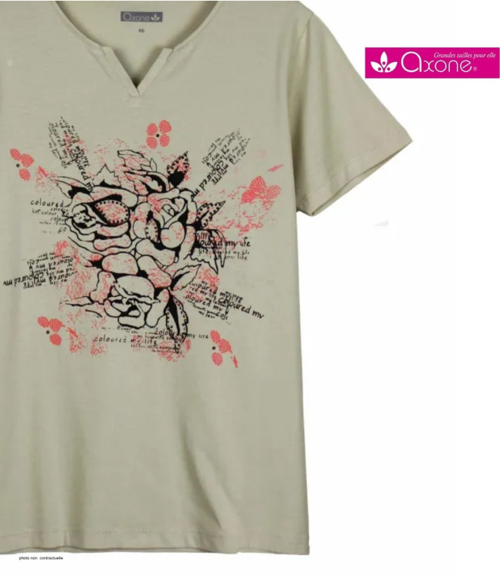 Tee-shirt AXONE ERABLE1B beige - Pur coton confort
