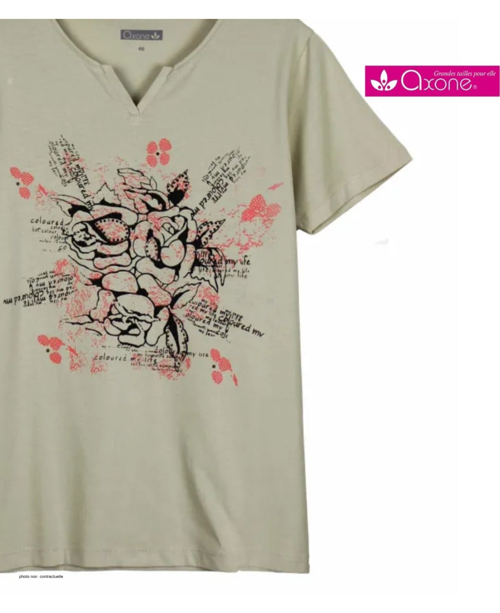 Tee-shirt AXONE ERABLE1B beige - Pur coton confort