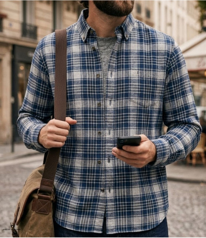 Chemise homme CHALLENGER THALYS1 coton carreaux