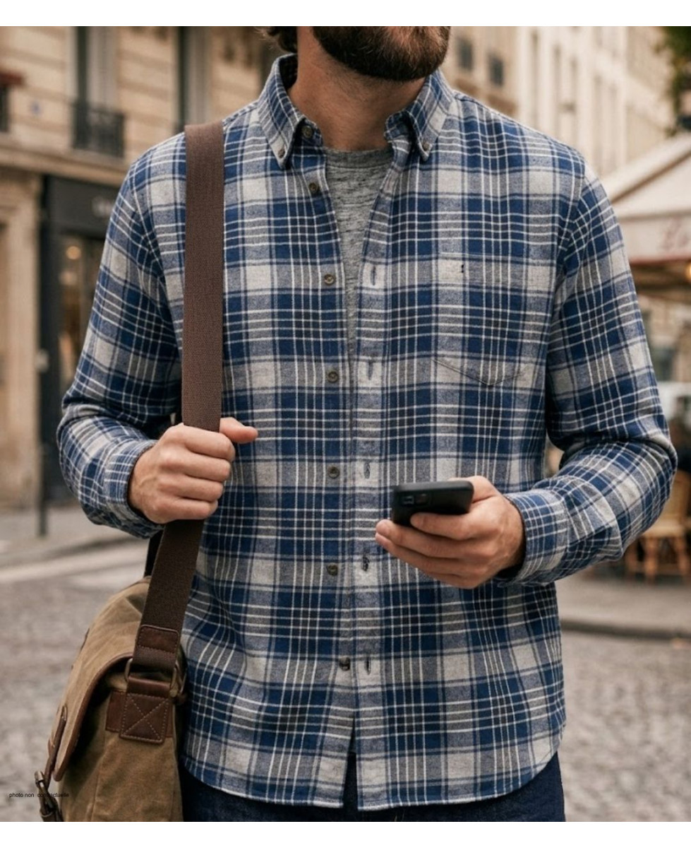 Chemise homme CHALLENGER THALYS1 coton carreaux