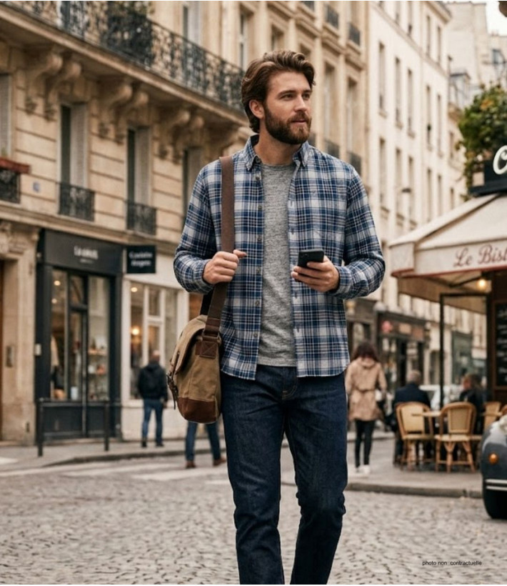 Chemise homme CHALLENGER THALYS1 coton carreaux