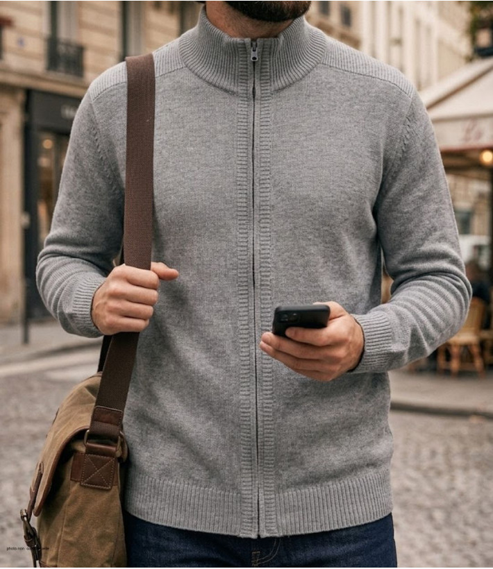 Cardigan full zip CHALLENGER CYBER2 – Gris intemporel