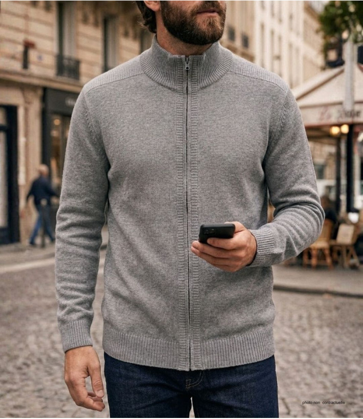 Cardigan full zip CHALLENGER CYBER2 – Gris intemporel