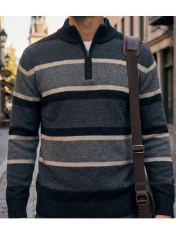 Pull col montant zippé CHALLENGER PENALTY2 – Beige/Gris