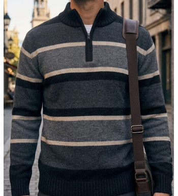 Pull col montant zippé CHALLENGER PENALTY2 – Beige/Gris
