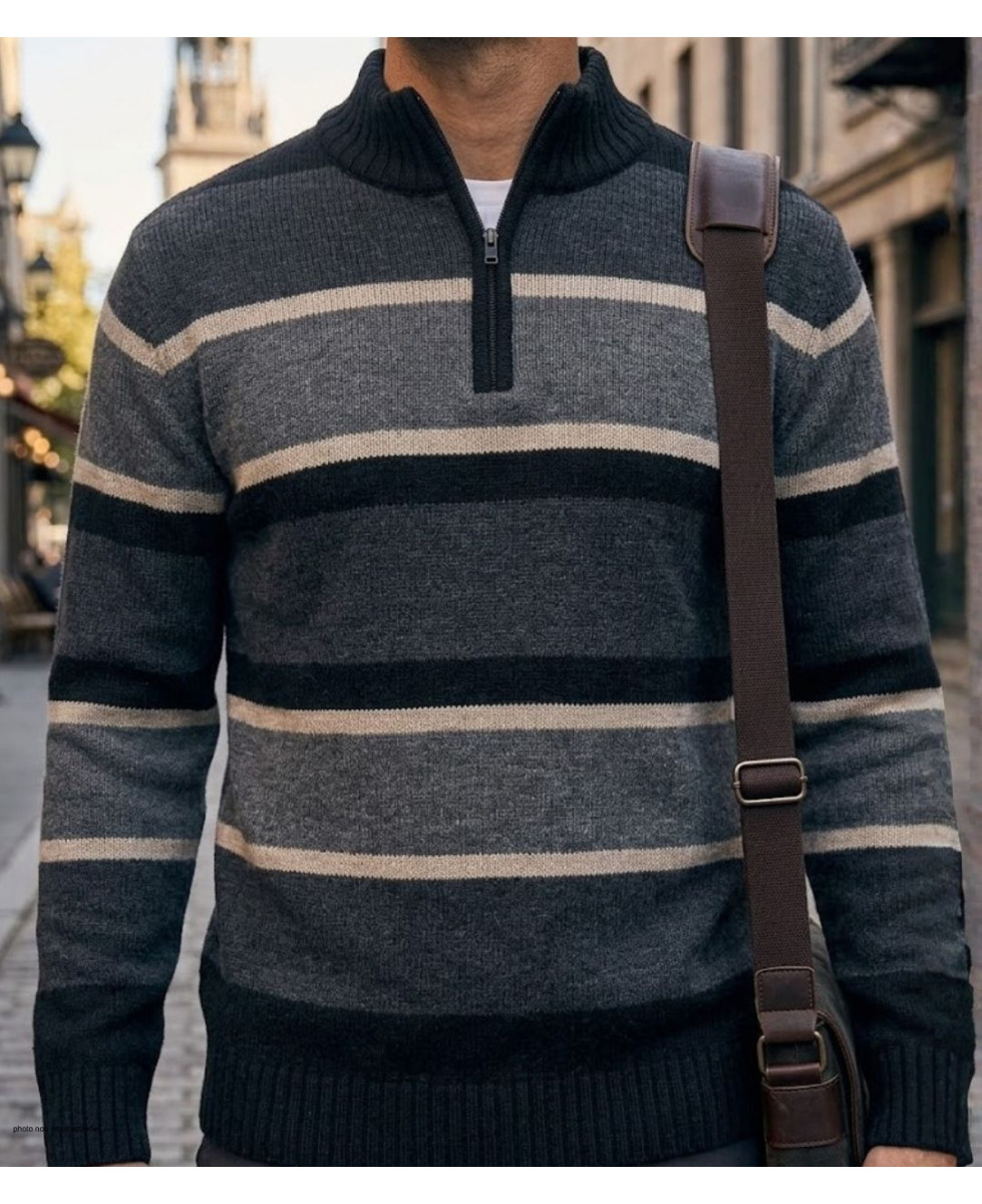 Pull col montant zippé CHALLENGER PENALTY2 – Beige/Gris