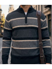 Pull col montant zippé CHALLENGER PENALTY2 – Beige/Gris