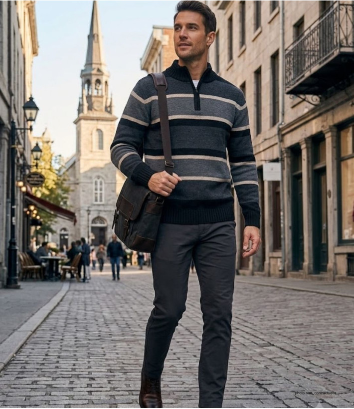 Pull col montant zippé CHALLENGER PENALTY2 – Beige/Gris